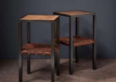 Leather and Steel Nightstands